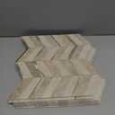 Stone Look Herringbone Peel and Stick Backsplash for Kitchen, Chevron Stick on Backsplash Mosaic Wall Tiles(White,10PCS)