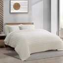 RECYCO Luxury Velvet Quilt Set King Size, Lightweight Velvet Comforter Set, Oversized Bedspread Coverlet Quilted Bedding for All Season, Cream White, King/Cal King