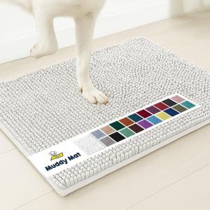 Muddy Mat | Super Absorbent Door Mat Indoor, Microfiber Quick Dry Chenille Entryway Rug, Non-Slip Front Door Mat, Indoor Mats for Entryway, Machine Washable Pet Rug, White 28"x18"
