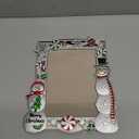 2025 Christmas Ornaments 9 x 7 inch Picture Frame Metal Hanging Pendant for Tree Small Decorative Keepsake, Display Photo for Baby and Pet Snowman