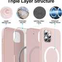 [6 in 1] Magnetic Silicone for iPhone 12 Phone Case/iPhone 12 Pro Phone Case,[Compatible with Magsafe][Glass Screen Protector][Soft Anti-Scratch Microfiber Lining] Shockproof Case 6.1 inch-Sand Pink