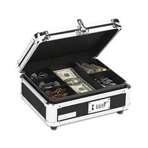 Plastic & Steel Cash Box W/tumbler Lock, Black & Chrome By: Vaultz