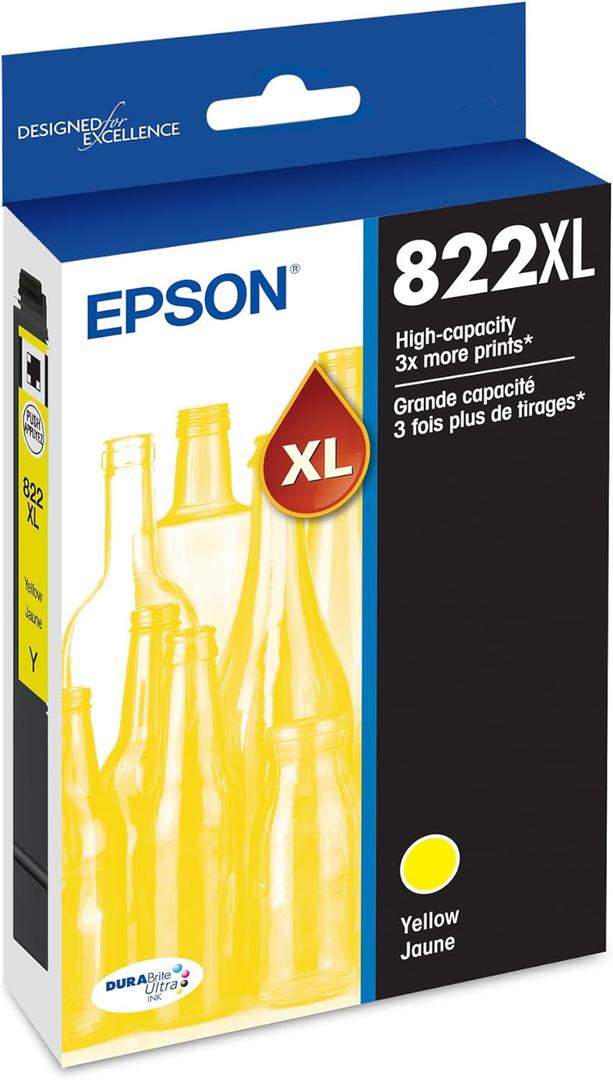 EPSON 822 DURABrite Ultra Ink High Capacity Yellow Cartridge (T822XL420-S) Works with WorkForce Pro WF-3820,3823, 4820, 4830, 4833, 4834