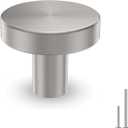 homdiy 5 Pack Brushed Nickel Cabinet Knobs, Round Kitchen Drawer Knobs, Silver Knobs for Cabinets, Metal Handles for Desk Drawers Cupboard