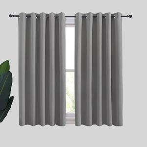 NICETOWN Silver Grey Blackout Curtain Panels for Bedroom, Thermal Insulated Extra Wide Blackout Draperies and Drapes for Basement (2 Panels, W70 x L54-inch) 
