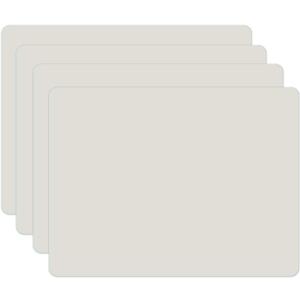 Silicone Placemats, Food-Grade Non-Slip Waterproof, Dining, Stain Resistant, Countertop Protector, Kitchen Counter Mat, Heat Resistant, Baking mat Dishwasher Safe (15.7x11.8Inch-4pack, White Gray)