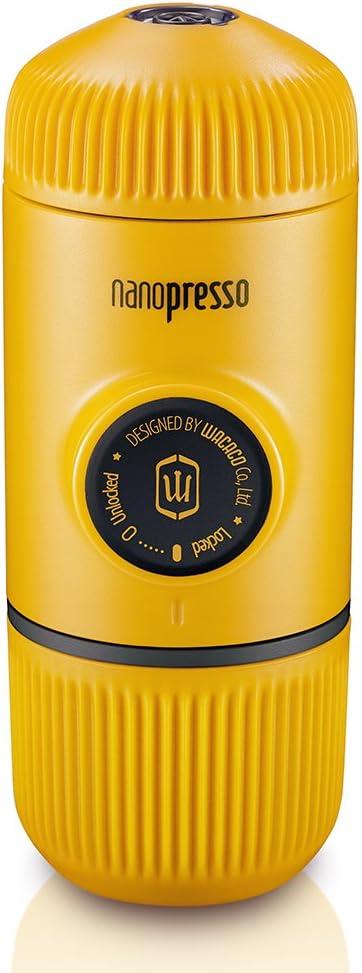WACACO Nanopresso Portable Espresso Maker, Upgrade Version of Minipresso, 18 Bar Pressure, Mini Travel Coffee Machine, Manually Operated, Perfect for Camping and Hiking, Yellow