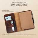 Genuine Leather A5 Journal Cover Refillable Notebook Cover, Fits 5.75 x 8.25 in, Card Slots Pocket & Pen Holder, Handmade Professional Leather Organizer for Men & Women, Travel & Work Diary Cover (Tan)