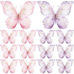 Wesiti 18 Pieces Butterfly Baby Shower Birthday Decorations Butterfly Party Tables Centerpieces 10 x 7 Inch Pink Purple Butterflies Table Toppers for Wedding Birthday Party Supplies(Classic Style)
