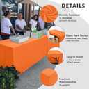 Nasitos 2 Pack 6' Fitted Tablecloth Orange Trade Show Table Cloth-Open Back Valentines Tablecloth Washable and Wrinkle Resistant Rectangular Trade Show Table Cover for Parties, Banquet, Baby Shower
