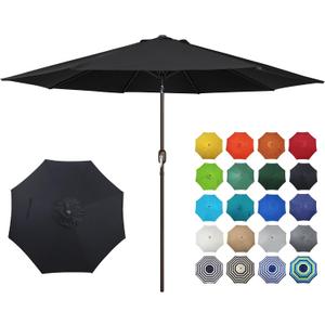 Blissun 10FT Outdoor Patio Umbrella, Outdoor Table Umbrella, Yard Umbrella, Market Umbrella with 8 Sturdy Ribs, Push Button Tilt and Crank