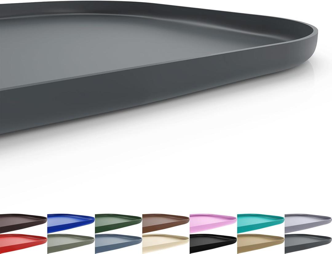 Silicone Pet Feeding Mat with Raised Edge for Food and Water, Dog Bowl Mats, Cat Bowls Placemat with High Lip for Floor Waterproof, Rubber Tray for Cats and Dogs 22 x 14 x 0.8 Dark Gray