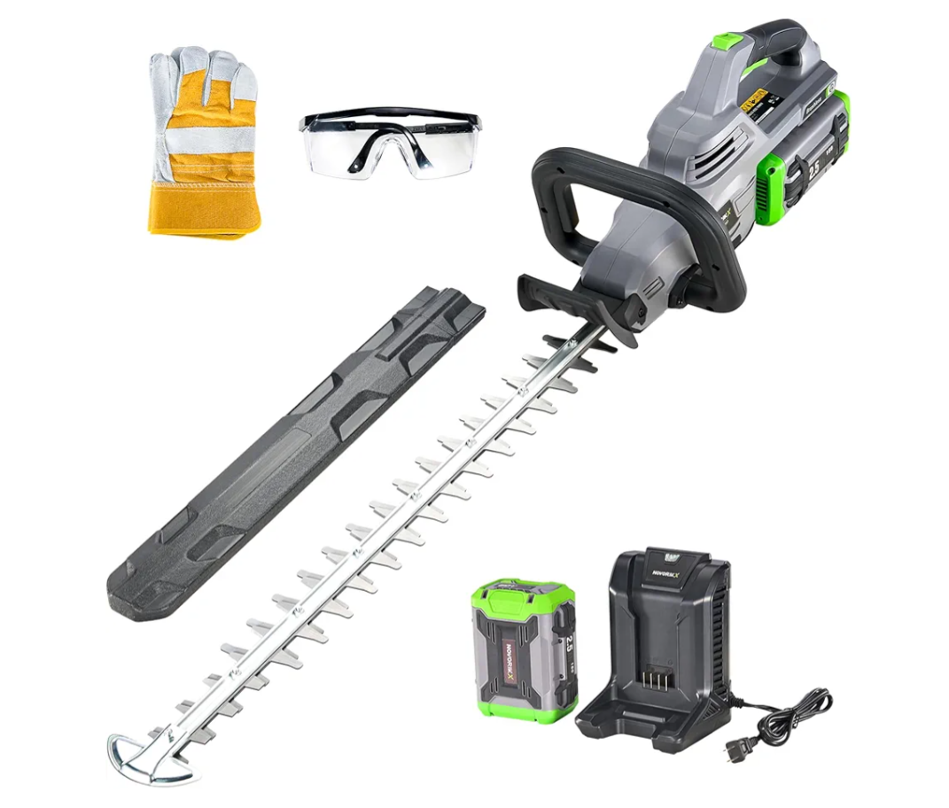 26-Inch Hedge Trimmers Cordless with Battery 60V Electric Bush Trimmer 2.5Ah Battery Power Heavy Duty Hedge Trimmer Brushless|Dual Action Steel Blades|1" Cutting Capacity for Shaping Hedges Shrubs