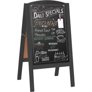 Ilyapa Wooden A-Frame Chalkboard Sidewalk Signs with Rounded Top - 20 x 40 Inches Black Chalkboard - Sturdy Freestanding 20x40 Menu Display Board