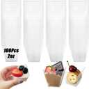 100 Pack 2oz/60ml Plastic Square Dessert Cups,Mini Clear Appetizer Cups,Small Disposable Square Cup Serving Bowl for Chocolate Cakes,Ice Cream