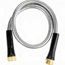 SheeChung Short Garden Hose 4ft x 5/8",Metal Garden Hose for Hose Reel Faucet,Heavy Duty 304 Stainless Steel Metal Leader Hose,Lightweight & Leakproof Water Hose for Outdoor,Yard,Lawn,Male to Female