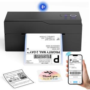 Bluetooth Thermal Shipping Label Printer  Wireless 4x6 Shipping Label Printer for Small Business & Shipping Packages, Support Android, iPhone and Windows, Widely Used for Amazon, Ebay, Shopify, Etsy