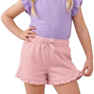 Toddler Girls Shorts Elastic Waist Lightweight SweatShorts Ruffle Pull on Loose Cute Summer Shorts 18M-5T