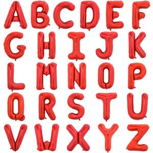 TONIFUL 52 Pieces 16 Inch Red Letter A-Z Balloons, Custom Phrase Mylar Foil Alphabet Letter DIY Personalized Phrase Banner for Birthday Anniversary Wedding Valentine's Day Graduation Engagement