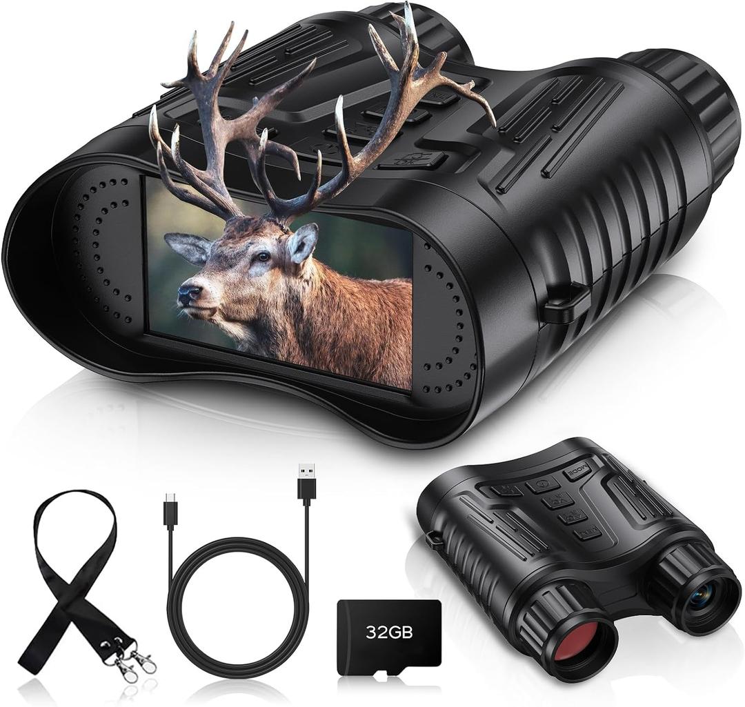 Night Vision Binoculars for Adults and Teen Boys, 4K HD Night Vision Goggles with Video Recording and Photo, for Outdoor Night Adventure, Birthday Gift for Men and Teens