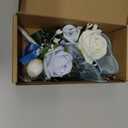 Fnize Blue Corsage and Boutonniere Set for Bride Groom Bridesmaids Groomsmen Wedding Homecoming Flowers Prom Suit Accessories, Rose Boutonniere and Wrist Corsage Flower