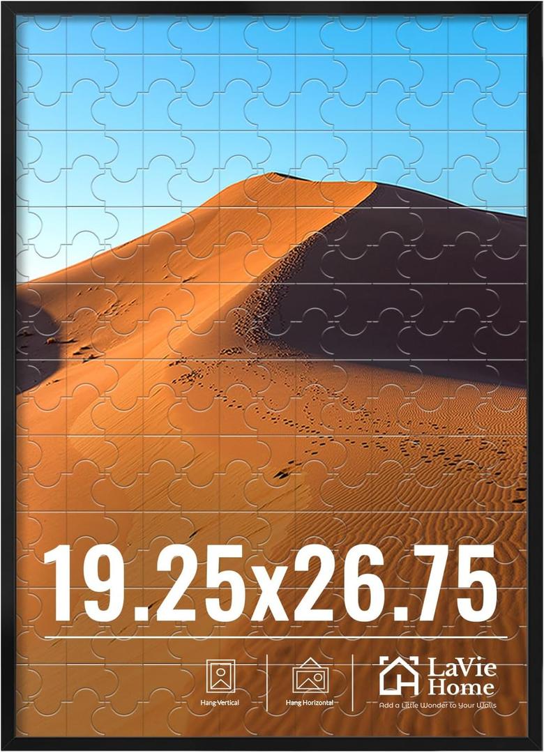 LaVie Home 19.25x26.75 Picture Frame for Wall Display, 19.25x26.75 Black Puzzles Frame with HD Plexiglas, 19.25 x 26.75 Frame 1 Pack, Display for Vertical or Horizontal, Classic Collection