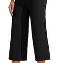 Willit Women's Capri Pants Dress Yoga Pants Wide Leg Business Casual Capris Work Slacks Stretch High Waisted 21" Black Plus Size 3XL