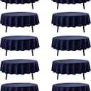 10-Pack Navy Blue Round Tablecloths, 90 Inches, Stain-Resistant Polyester for 4-5 Ft Round Tables - Washable Table Covers for Weddings, Banquets, Birthday Parties, Events