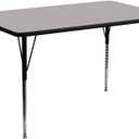 Flash Furniture 24''W x 48''L Rectangular Grey Thermal Laminate Activity Table - Standard Height Adjustable Legs