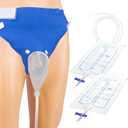 Urine Collection Bag Reusable Wearable Silicone Urine Drainage Device with 2 Bag Systems (Elderly Men, Blue)