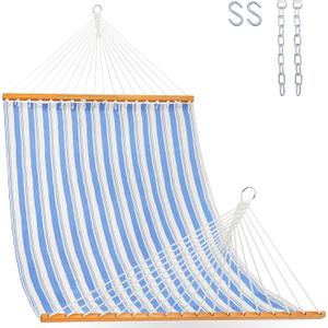 Lazy Daze Double Textliene Quick Dry Hammock with Spreader Bar for Outdoor
11 Ft Hammock for 2 Person, Weather Resistant Fabric, 450 Lbs Capacity, Hammock Bed 78 x 55 In with Carabiners, Chains