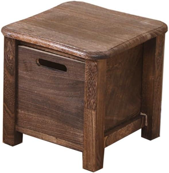 Chestnut Brand Short Stool, Solid Wood Stool, Small, Brown, Pine Wood, Rustic, Square, 11.8" x 11.8" x 25cm, Wooden-Footstool (Grey)