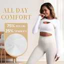 Hiball Workout Bolero Shrug Crop Top Long Sleeve Women, Sports Shrug Cropped Shirts, Cooling Shawl Arm Sleeves (White, XL)