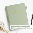 SUNEE 2026 Planner 5.9" x 8.3" – Dated Productivity Planner for Time Management - Daily,Weekly & Monthly Planner to Achieve Goals - Planner 2026 dated from January 2026 – December 2026,Grey Green