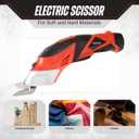Cordless Electric Scissors with Two Blades - Fabric, Leather, Carpet, Cardboard and Box Cutter - 3.6V Lithium-Ion Rechargeable Battery by Stalwart (Red)