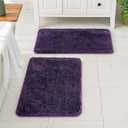 MIULEE Bathroom Rugs Sets 2 Piece - Absorbent Bath Mats Set Made of Thick Fluffy Microfiber for Bathroom Floor, Tub or Entryway, Non Slip Rubber Backside, Machine Washable - Dark Purple, 16''x24''