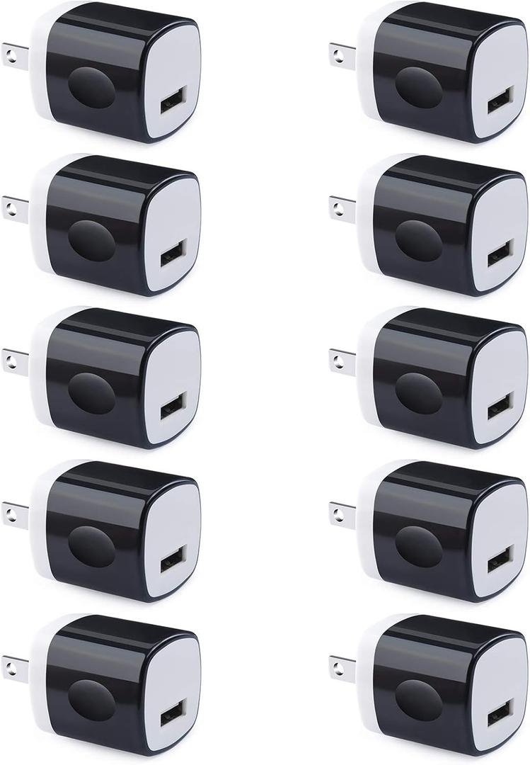 Wall Adapter 10 Pack,UorMe 1A 5V Single Port Charger Power USB Plug Charging Cube Block Box Compatible iPhone 14 13 12 SE 11, Galaxy S23 Ultra S22 S21 FE S10e S9 A13 A03s A71 A51 Note20 Google 8A 7A