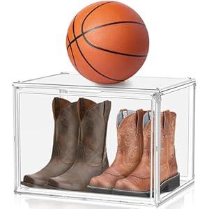 Extra Large Acrylic Display Case, XXX-Large Clear Shoe Box for Boot Shoe Boxes Sneaker Boxes Stackable Shoe Organizer with Magnetic Door Extra Large Acrylic Display Case, XXX-Large Clear Shoe Box for Boot Shoe Boxes Sneaker Boxes Stackable Shoe Organizer with Magnetic Door