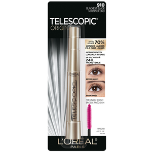 L'Oreal Paris Makeup Telescopic Original Lengthening, Lash Separating Mascara with Dual Precision Brush, Washable, Blackest Black, 0.27 Fl Oz., 1 Count