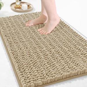 Arotive Luxury Bathroom Rugs 30x20, Extra Soft Thick Absorbent Shaggy Chenille Bath Rugs, Non-Slip Machine Wash Dry, Bath Mats for Bathroom Floor, Tub and Shower, Home Decor Accessories, Beige