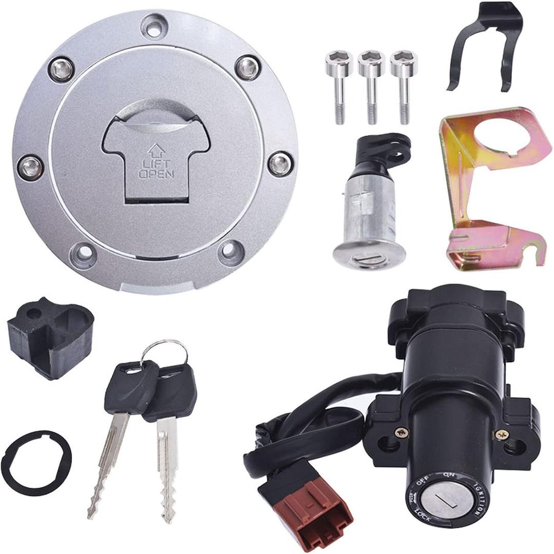 Ignition Switch Gas Fuel Tank Cap Seat Lock Key Set Replacement for Honda CBR600F4i CBR1100XX CBR900RR CBR600RR CBR1000RR CBR929RR CBR954RR VTR1000 VFR800 Black