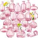 Pink Vase, Bud Vases Set of 24, Small Pink Glass Vases for Flowers Wedding Flower Vase in Bulk Modern Glass Bud Vase for Decor Home Centerpieces Table Flower Decor