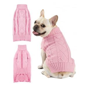 Dog Sweaters for Small Medium Large Dogs Cats, Soft Warm Turtleneck Pullover Solid Cable Knit Fleece Stretch Pet Clothes,Classic Fuzzy Coat for Puppy Girl Boys for Fall Winter Cold Weather L