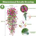 2 x 4 Pcs Artificial Hanging Flowers for Outdoor, Fake Silk Daisy Flowers Spring Summer Decoration UV Resistant Faux Plants for Planter Front Door Porch Patio Balcony Yard Decor, Purple Fuchsia