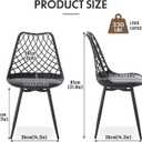 Set of 4 Modern Dining Chairs - Plastic Kitchen Shell Chairs with PU Leather Cushion Padded Seat - Mesh Design Side Chair for Indoor/Outdoor Dining Room Living Room Cafe Restaurant and Office -Black