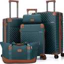 Cosbarn Luggage Sets 5 Piece with TSA Lock Spinner Wheels, Unisex Hard Case ABS Suitcase Set, Hardshell Lightweight Waterproof Travel Hardside Suitcases with Wheels for Women Men, Dark Green