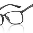 BLUEMOKY Mens Reading Glasses Classic : Square Readers Black Rectangular - Anti Glare Eye Strain (Black 0.00x)