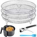 Air Fryer Accessories - Three Stackable Dehydrator Racks for Ninja, Instant Pot Vortex, COSORI, CHEFMAN, Gowise, Ultrean, Gourmia - 304 Stainless Steel Grill Rack Fits 4.2-5.8 QT Air Fryer, Oven, 8x8x1.6 inches