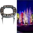 Outdoor Ring Tree Light - AC 24V Colored LED IP65 Waterproof Palm Tree Uplighting with Adjustable Tree Rings, Expandable Interlocking LED Uplighting or Downlight for Trees/Roman Columns(4 pack)