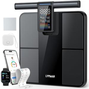 Smart Scale for Body Weight and Fat,BMI,Muscle Mass 57 Body Composition Measurement,8 Electrodes Digital Bathroom Scale,with 5.25-inch VA Color Screen on Retractable Handle,485lbs